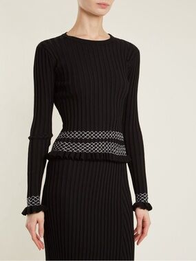 ALTUZARRA • Malou Embroidered Ribbed Knit Sweater in Black